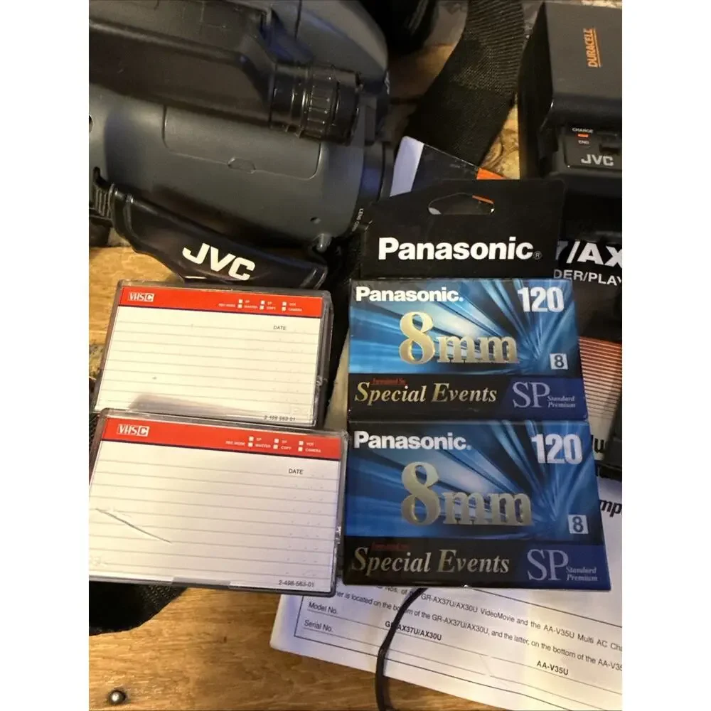 Vintage JVC GR-AX30 Compact VHS Camcorder Bundle - As Is / Untested